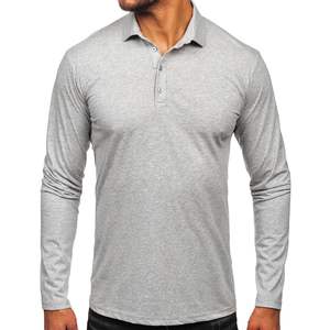 Camisetas de Hombre, Corte Regular, Manga Larga, Estilo Polo, Tallas Grandes, Transpirables, de Secado Rápido, con Frente de Lona, Poliéster/Algodón - Product Image 1