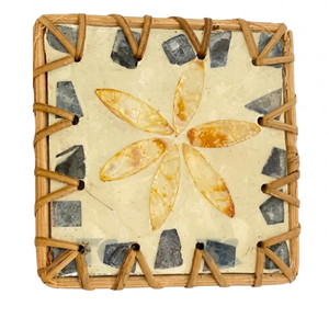 Sophisticated Rattan Table Mat Inlaid Mother of Pearl Eco Friendly Woven <b>Placemat</b> for Parties - Product Image 2
