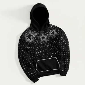 <b>Mens</b> Rhinestone Cotton Hoodie Casual Streetwear Sparkle Design - Product Image 4