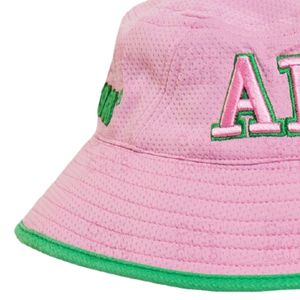 AKA Forest Green & Light Pink Raised 3D Embroidered <b>Bucket</b> <b>Hat</b> <b>Reversible</b> Greek Sorority Cap OEM ODM Wholesale - Product Image 3