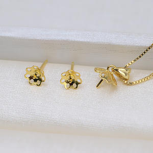 Juego de Pendientes de Plata S925 con Colgante de Flor Minimalista, para Mujer, con Perlas de 8-14 mm, Accesorios para Joyería DIY, Bandeja Vacía 1515 - Product Image 1