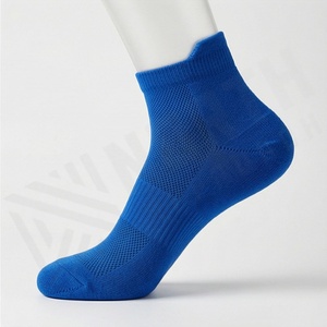 Blue Ankle <b>Socks</b> Breathable Knitted <b>Running</b> Sports <b>Socks</b> for Adults Solid Color Regular Style - Product Image 3