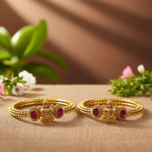 Temple Style Antique Kada <b>Bangle</b> <b>Set</b>-Fine <b>Bangles</b> - Product Image 3