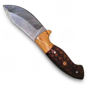 Handcrafted Damascus Steel Outdoor Utility <b>Tool</b> Two-Tone Olive <b>Wood</b> Textured - Product Image 6