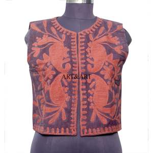 Chaleco estilo vintage para mujer con estampado floral, cuello redondo, tela Cotrise, informal, para todas las estaciones, sin mangas. - Product Image 6