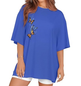 Nouvel Arrivage T-shirt Décontracté Femme Imprimé Numérique 100% Coton Manches Courtes Grande Taille Épaules Tombantes Confortable Fabriqué au Bangladesh - Product Image 1