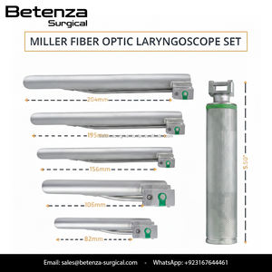 Ensemble de 5 laryngoscopes Miller à fibres optiques, lames droites et poignée manuelle, pour usage ORL - Product Image 6