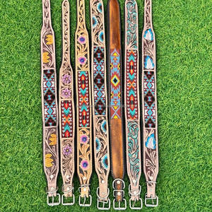 Collar de perro con cuentas de cuero labrado hecho a mano de calidad superior 100% collar de perro acolchado suave de punto de cuero de vaca Fabricante Mayorista - Product Image 5