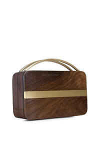 Embrayage fille en bois marron fabriqué à la main Style Vintage sac à main en bois soirées mariages sorties polyvalent été hiver - Product Image 4