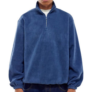 Sweat à capuche personnalisé OEM brodé, demi-zippé, style streetwear, coupe oversize, col ras du cou, épais et confortable pour l'hiver - Product Image 6