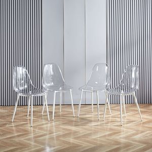 Set di 4 Sedie da Pranzo con Gambe in Metallo e Sedute in Plastica - Product Image 2