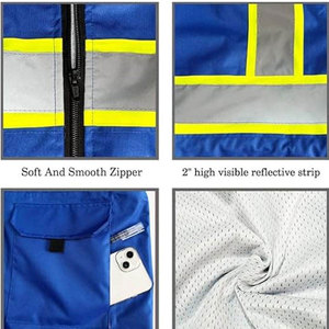 Perfectionists <b>High</b> <b>Visibility</b> Breathable Zippered Reflective <b>Softshell</b> Men's Work <b>Jacket</b> CE Certified Anti-Bacterial Needle - Product Image 5