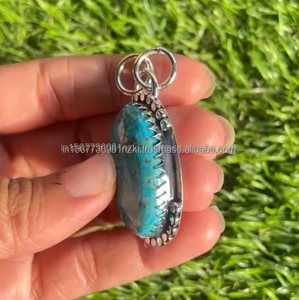 Colgante de turquesa Natural de plata 925 de alta calidad para mujer, regalo de compromiso, colgante de joyería con colgantes de dijes - Product Image 6