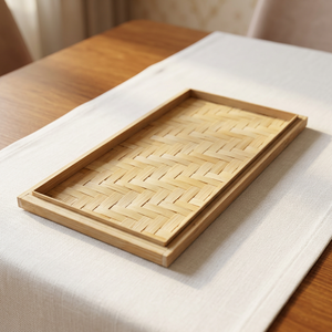 Juego de cubiertas y bandejas de bambú natural tejido para alimentos, para almacenamiento en cocina, decoración de restaurantes, antiinsectos, para pedidos al por mayor - Product Image 4