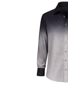 Chemise Formelle Homme Ombrée Noir-Gris en Coton Premium à Manches Longues Boutonnée – Tenue Décontractée Chic – Fabricant OEM Personnalisé – Vente en Gros - Product Image 3