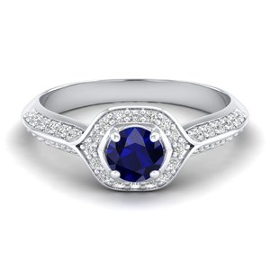 Bague REYES en argent sterling 925 avec saphir bleu rond de 0,5 carat, prix de gros, bijoux en moissanite certifiés GRA pour femmes - Product Image 5