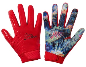 New Arrival Custom American Football Gloves Full Finger <b>Sticky</b> Grip <b>Hook</b> Loop Closure Breathable Unisex Sports Gloves - Product Image 4