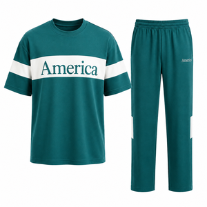 Conjunto Deportivo Personalizado con Sublimación OEM, Unisex, 2 Piezas, Camiseta y Pantalones Transpirables de Alta Calidad para Entrenamiento Deportivo - Product Image 1