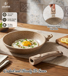 Ensemble complet de casseroles en granit Life Smile avec couvercles à rebord en silicone, poignées amovibles, antiadhésives, compatibles induction - Product Image 4