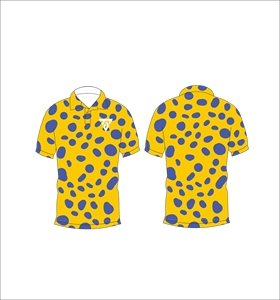 เสื้อโปโลผู้ชายลายจุดสีเหลืองน้ำเงินแบบกำหนดเอง – เสื้อยืดกอล์ฟแขนสั้นพิมพ์ลายจุดแบบนามธรรมระบายอากาศได้ดีสวมใส่สบายในฤดูร้อน - Product Image 3