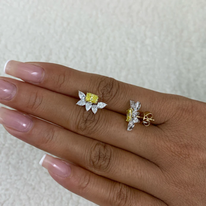 Boucles d'oreilles de luxe fantaisie en diamant jaune poire, certifiées IGI, en or 10K, 14K, 18K, avec diamants de laboratoire jaunes et blancs. - Product Image 2