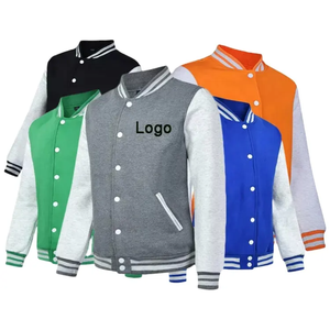 Chaqueta Varsity Azul Marino y Gris para Hombre con Cierre de Botones, Estilo Preppy, Corte Regular, para Otoño, Material de Felpa - Product Image 5