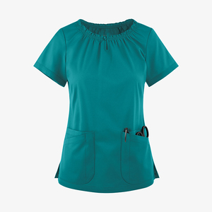 ชุดพยาบาลถักนิตติ้งแบบใหม่ขายดี เสื้อสครับผู้หญิง แขนสั้น น้ำหนักเบา ทรงเข้ารูป มีกระเป๋าหลายช่อง - Product Image 2