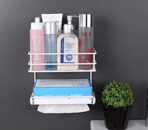 OEM/ODM Panier de rangement mural adhésif de haute qualité pour salle de bain, panier d'angle de douche, support organisateur de cosmétiques - Product Image 2