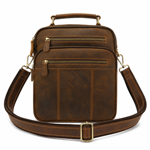 Sac messager en cuir véritable Buff Crunch pour homme, sac à bandoulière multi-compartiments, sac de travail, couleur beige - Product Image 5