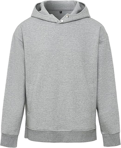 Sweat à capuche streetwear chaud et épais pour homme, 100 % coton, coupe classique, manches standard, en molleton doux tricoté, teint uni - Product Image 3
