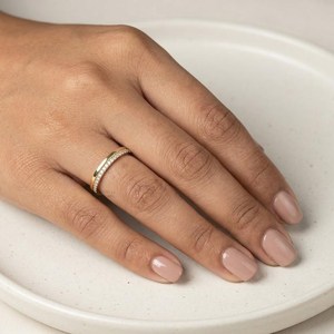 One Side Round Brilliant Cut Diamond Engagement Ring 0.20ct Set 10K 14K 18K Solid Gold Stacking Wedding Band Bridal Ring - Product Image 5