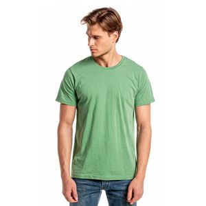 T-shirt à manches courtes col rond pour homme, 100% coton jersey, coupe classique, vert uni, t-shirt décontracté - Product Image 5