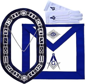 Ensemble de Regalia Maçonniques pour Maître Maçon de Loge Bleue : Tablier + Collier + Gants + Étui – Taille (18×16) - Product Image 4