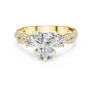 Yellow Gold Heart Cut Lab Grown Diamond <b>Split</b> Shank Engagement <b>Ring</b> for Women Bridal Wedding Jewelry - Product Image 1