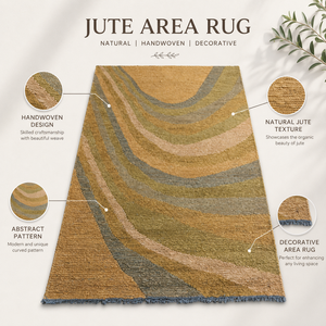 Alfombra de Yute Natural Hecha a Mano, Moderna y Abstracta, Ecológica, de Pelo Corto, para Sala de Estar, Dormitorio, Decoración de Hotel - Product Image 6