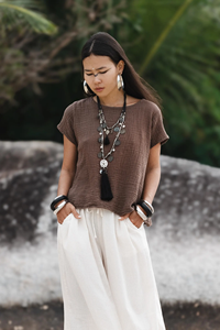 Blusa de Gasa de Algodón para Mujer, Modelo Zaira, Súper Suave, Ligera, Estilo Boho, Transpirable, Holgada, para Verano - Product Image 3