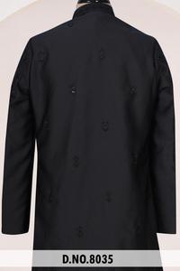 Sherwani Indo-Occidental con Lentejuelas Midnight Noir, Ropa Formal Masculina para Celebraciones Nocturnas y Grandes Eventos de Recepción con Textura de Lujo - Product Image 6