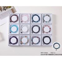 Conjunto de Joyería de Moda: Colgante de Acero Inoxidable de 8mm con Piedra Natural y Pulsera