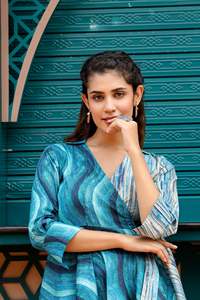 Ayiva Co-ord Set- Set of 2 Two piece set Cotton Top with <b>Belt</b> and Pant Pure Cotton Digital Printed Top and Pant Co-Ord Set - Product Image 2