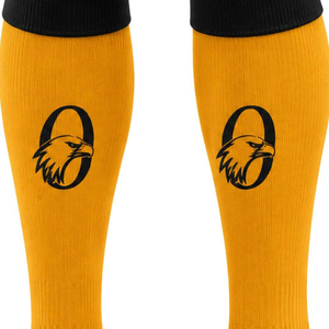 Chaussettes de football montantes Black Hawk Orange avec logo jaune et noir, respirantes, en tricot de spandex et polyester pour adulte - Product Image 6