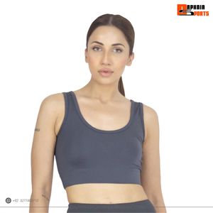 DAPNIA SPORTS Sujetador deportivo para mujer, color liso, espalda cruzada, cuello redondo, soporte medio, transpirable, para tenis y entrenamiento - Product Image 3