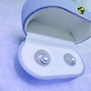 Boucles d'oreilles en argent avec perles d'eau douce Zhuji 7-8 mm, polyvalentes, élégantes, en argent pur, bijoux en perles d'eau douce - Product Image 3