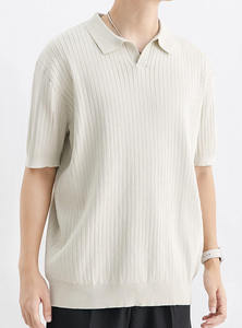 Custom Men's Summer <b>Half</b>-<b>Sleeved</b> <b>T</b> <b>Shirt</b> Slim Casual Striped Design Breathable Lapel Trendy Print Short-<b>Sleeved</b> Knitted Top - Product Image 4