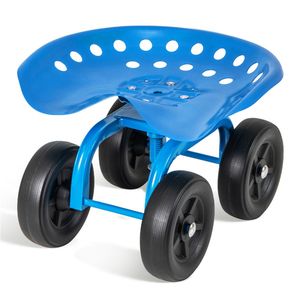 Sedia da Lavoro Girevole Blu a 360 Gradi per Giardino, Ecologica, con Altezza Regolabile, Pieghevole, per Esterni e Parco - Product Image 1