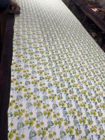 Tissu Bohème Léger et Doux en Coton Peigné 100% Tricoté, Imprimé Floral Jaune au Bloc, pour Robes et Hauts Femme, Fille, Garçon