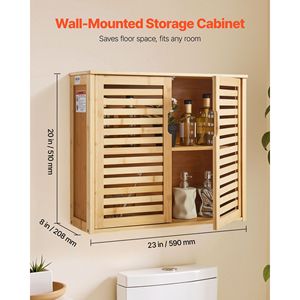 Estante ajustable, armario de pared de baño de 2 puertas, organizador colgante de 3 niveles para almacenamiento de inodoro, medicina, lavandería, cocina, baño - Product Image 2