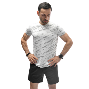 Camiseta Deportiva Blanca de Secado Rápido para Hombre, Transpirable, Elástica en 4 Direcciones, Costuras Overlock, para Gimnasio, Running, Entrenamiento - Product Image 1