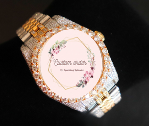 Montre analogique Moissanite VVS Iced Out, bicolore blanc et jaune, style Bust Down Hip Hop pour homme, cadeau pour lui - Product Image 1