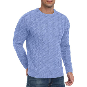 Pull d'hiver pour homme 100% coton, couleur unie, manches longues, col en V, respirant, séchage rapide, anti-rides, anti-boulochage - Product Image 3