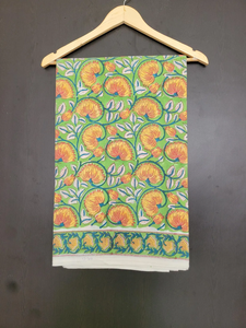 Tela de algodón estampada a mano con diseño Mughal Butta, 42 pulgadas de ancho, para vestidos de niños y mujeres, y regalo de costura para ella, natural. - Product Image 3